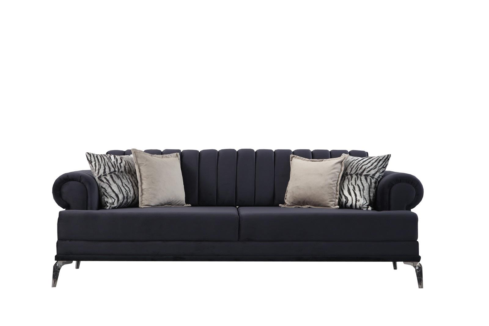 Exklusive 3-Sitzer Sofa Modern Holz Wohnzimmer Möbel farbe Blau Luxus