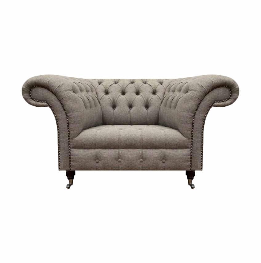 Wohnzimmer Neu Luxus Sessel Chesterfield Grau Polstermöbel Textil Möbel