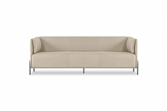 Arbeitszimmer-Set 3-Sitzer Sofa Beige Modern Design Wohnzimmer Kissen