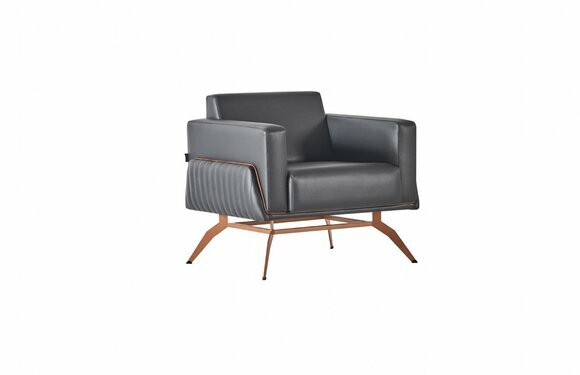 Sessel Schwarz Einfarbig Modern Design 1-Sitzer Arbeitszimmer Edelstahl