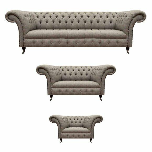 Sofagarnitur 3tlg Polstermöbel Dreisitzer Sofa Viersitzer Möbel Chesterfield