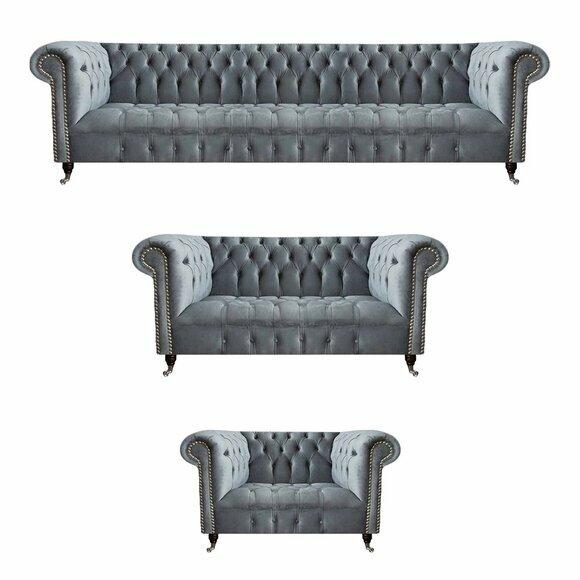Wohnzimmer Chesterfield Möbel Sofagarnitur 3tlg Neu Luxus Einrichtung