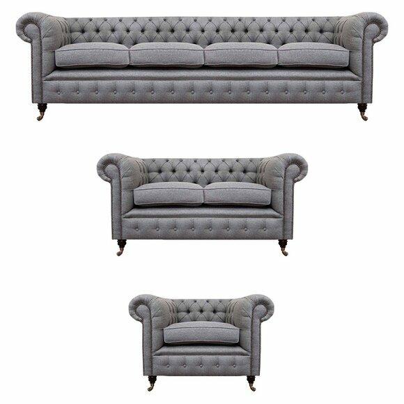 Sofagarnitur Stoff Textil Polstersofa Chesterfield Wohnzimmer Neu Design