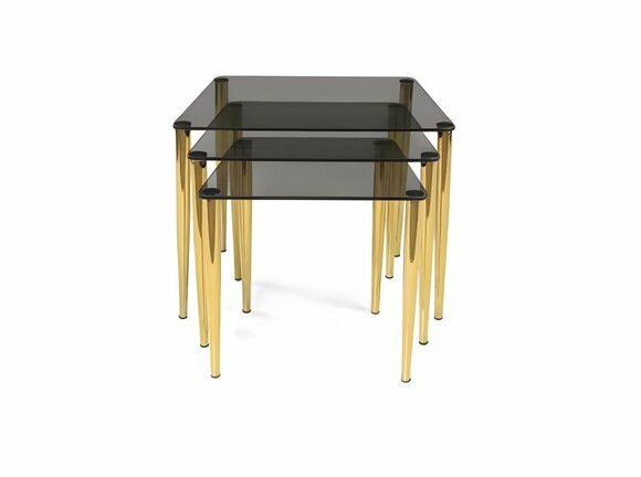 Edelstahl Couchtisch Set Wohnzimmer 3x Hartglas Rechteckige Sofatische