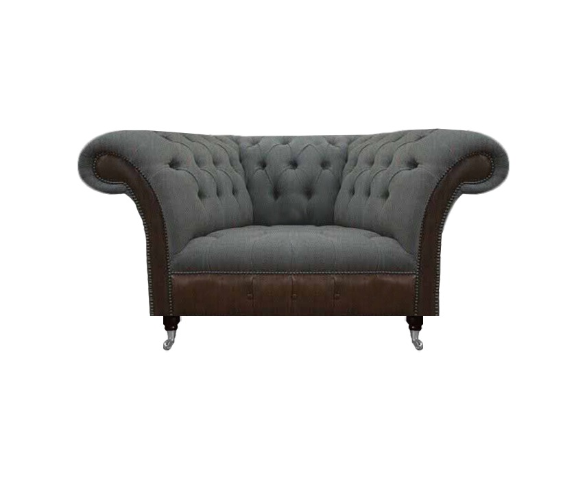 Grau-Brauner Chesterfield Sessel Designer Sitzmöbel Moderner Einsitzer