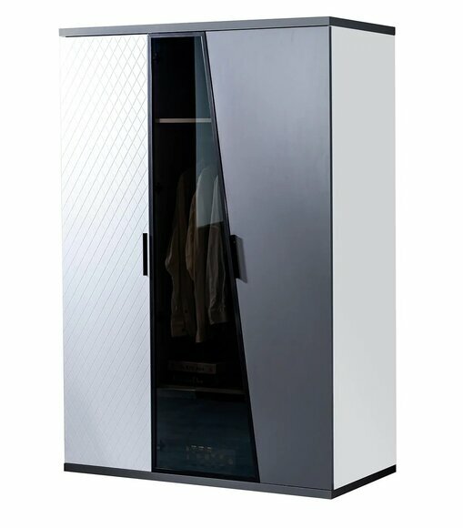 Grau-weißer Kleiderschrank Jugendzimmer Schrank Luxuriöser Holzschrank