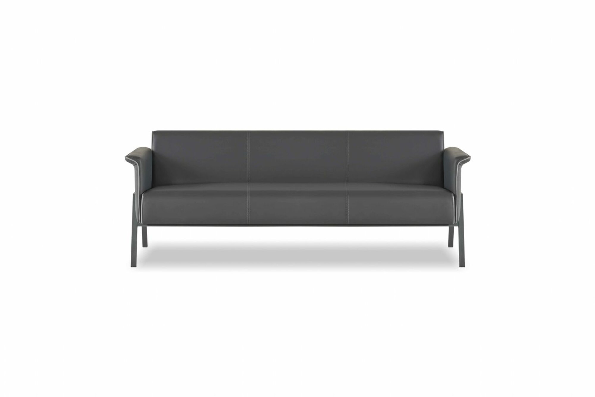 Dunkelgrauer Designer 3-Sitzer Arbeitszimmer Sitzmöbel Edle Ledermöbel