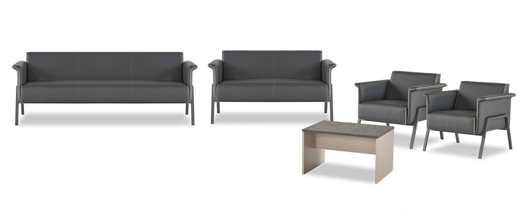 Dunkelgraue Arbeitszimmer Möbel Designer 3-Sitzer Zweisitzer Sessel