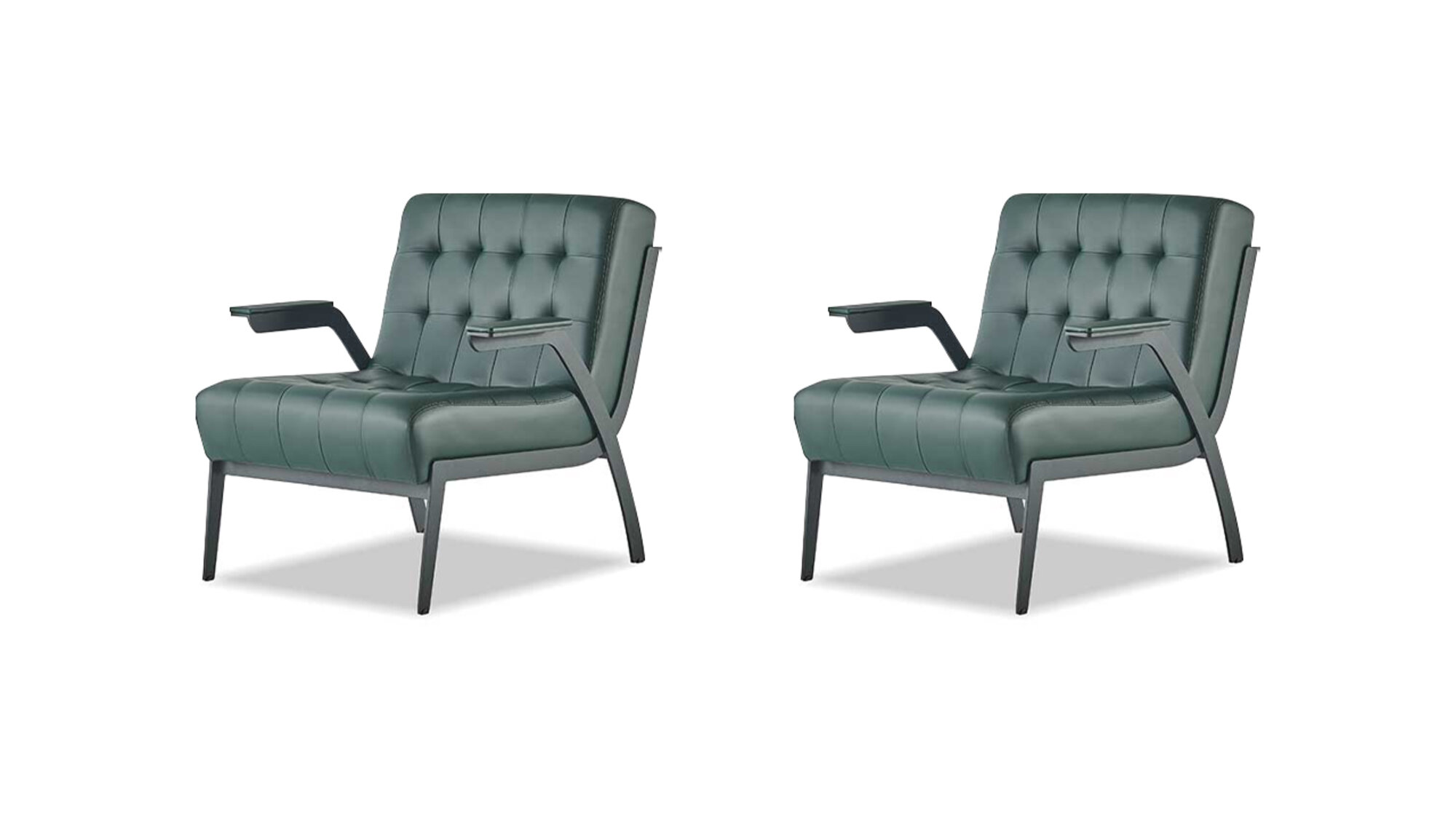 Sessel Grün 1-Sitzer Lehnsessel Modern Chesterfield Edelstahl Leder