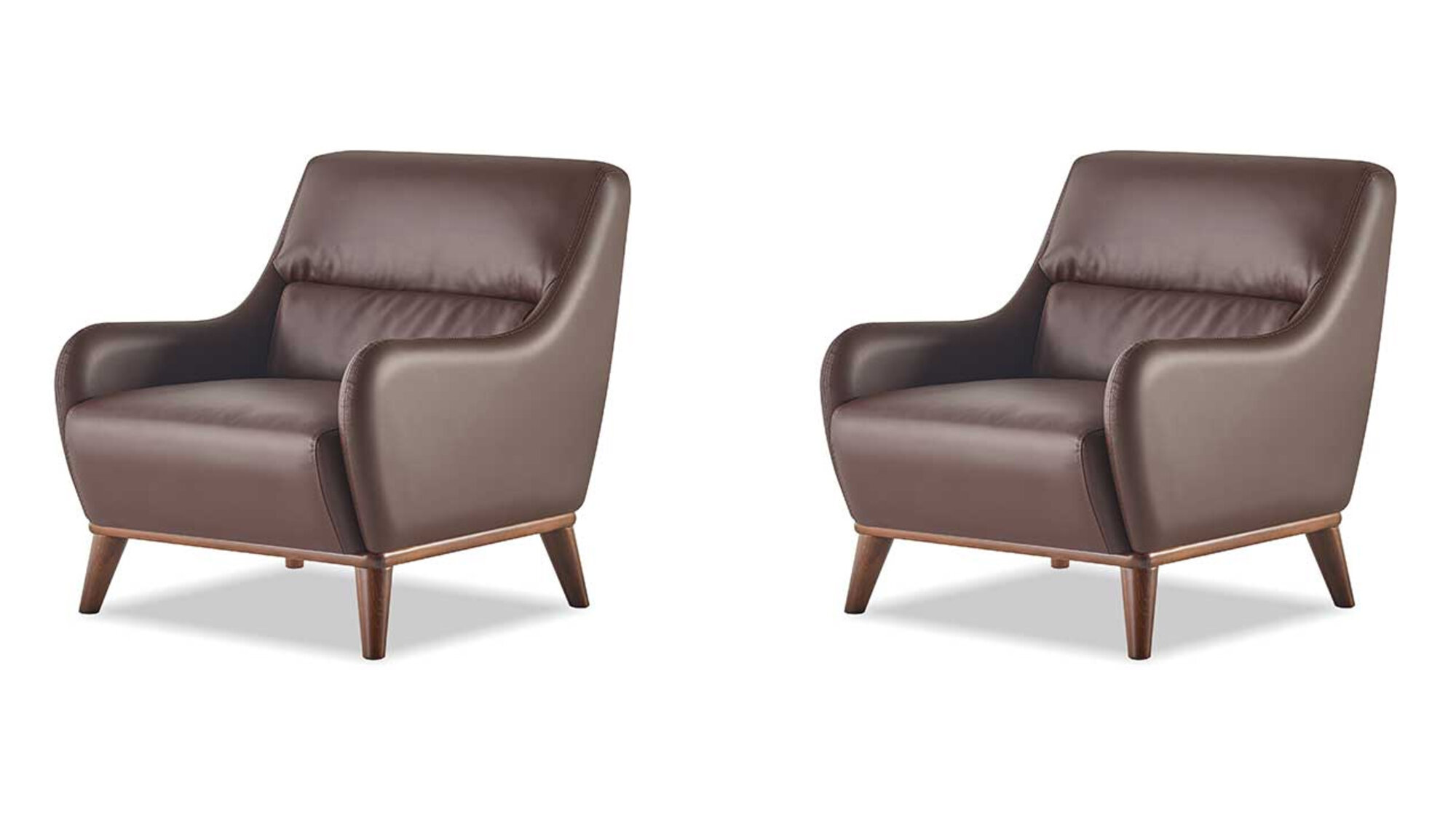 Sitzmöbel Sessel Braun Set Klassich 1-Sitzer Lehnsessel Leder Holz