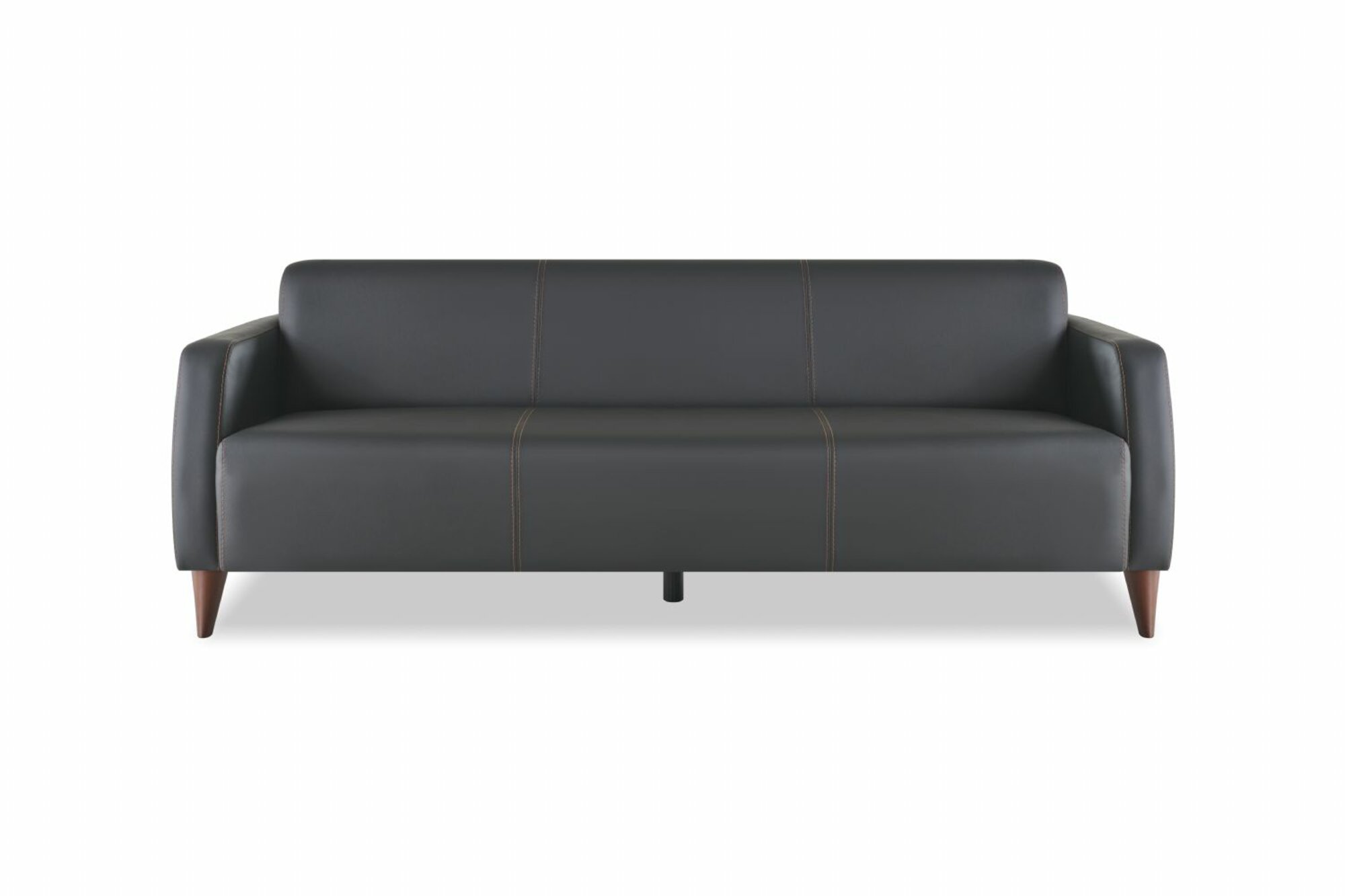 Ledersofa 3-Sitzer Sofa Schwarz Leder Holz Modern Vielseitig Weiche