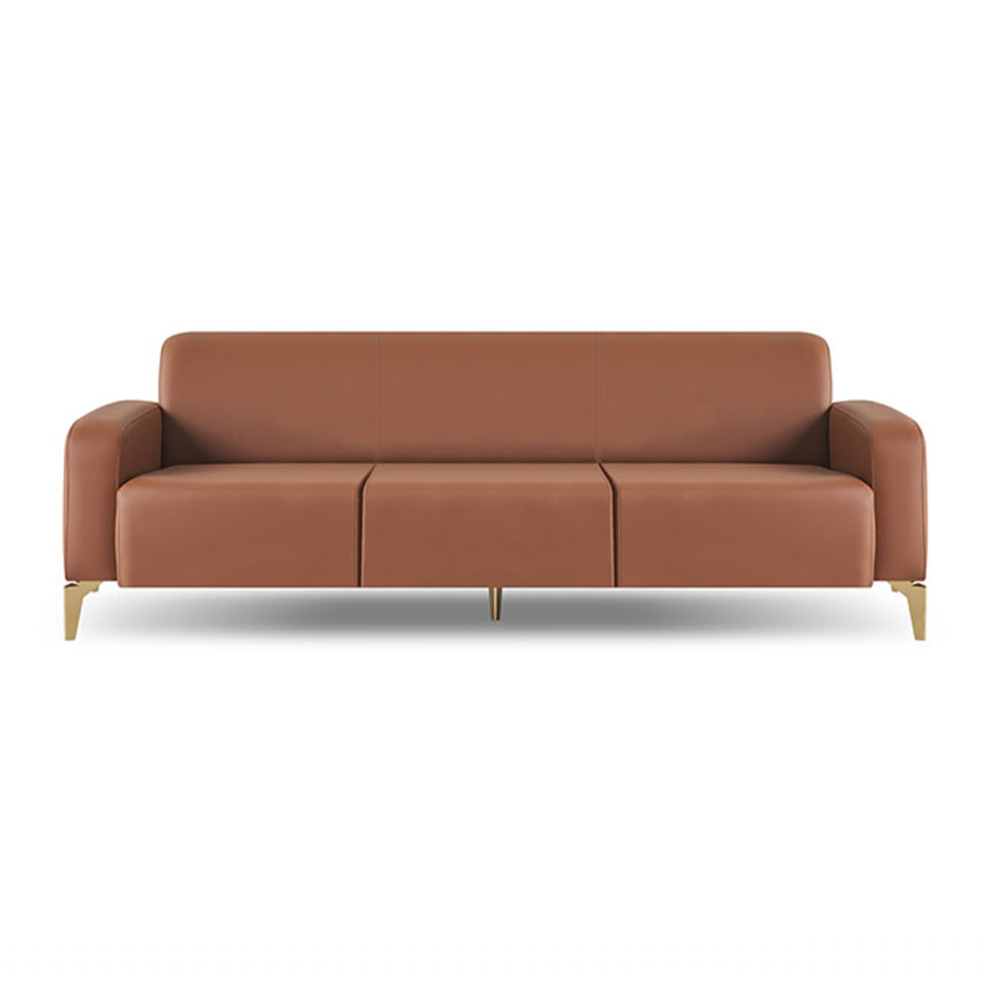 Sofa 3-Sitzer Braun Modern Couch Dreisitzig Wohnzimmer Leder Edelstahl