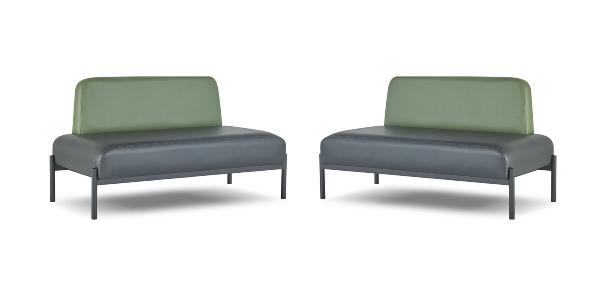 Sofas 2-Sitzer Schwarz Gelb Ledersofas Art Deco Edelstahl Leder Weich