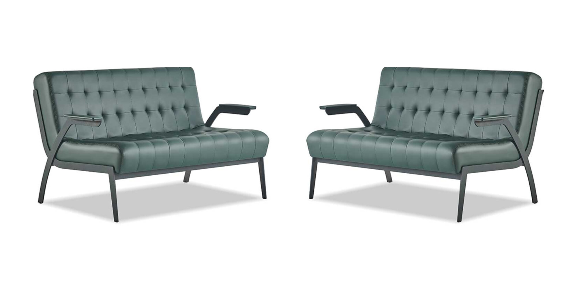 Grün Sofa-Set Leder 2-Sitzer Sofas Modern Chesterfield Couch Edelstahl