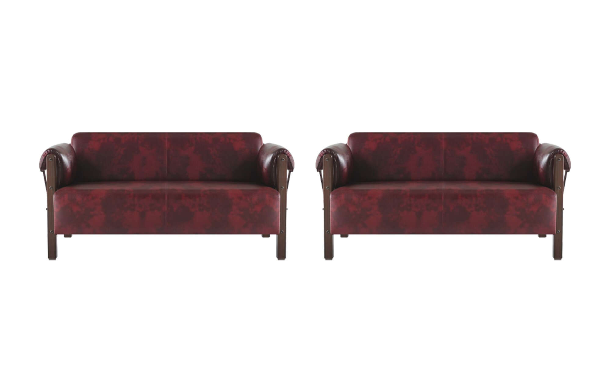 Ledersofas 2-Sitzer Bordeaux Leder Sitzmöbel Sofa-Set Sofas Modern