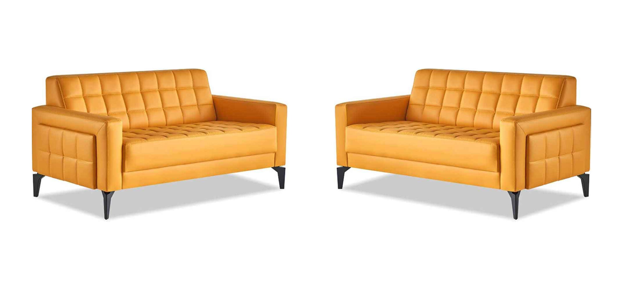 Sofas 2-Sitzer Chesterfield Gelb Modern Ledersofas Sofa-Set Edelstahl