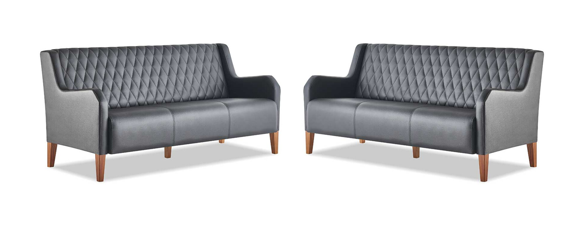 Sitzmöbel Modern Ledersofas Set 3-Sitzer Schwarz Sofa-Set Leder Holz