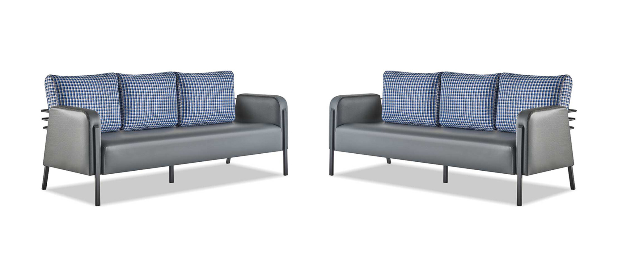 Sofas Grau Blau Sofas Kissen Sofa-Set Kissen 3-Sitzer Modern Polster