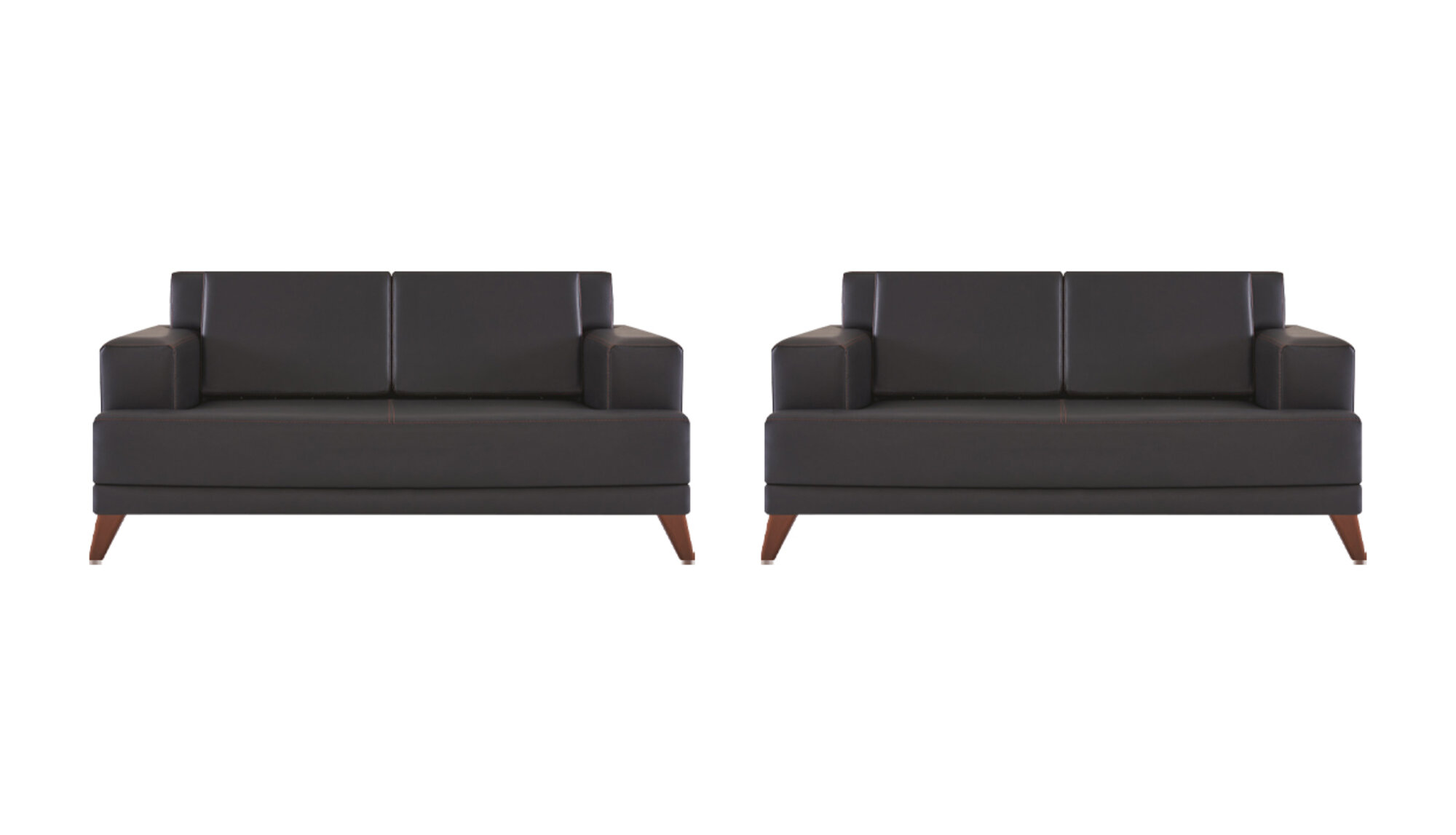 Sofa-Set 2-Sitzer Schwarz Ledersofas Modern Leder Hol Sitzmöbel Sofas