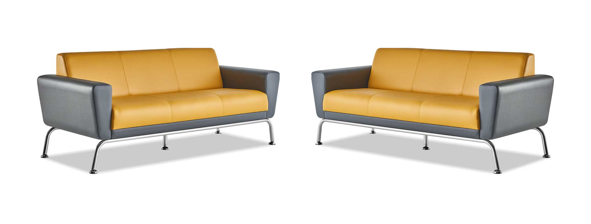 Couch Sofas 3-Sitzer Gelb Grau Ledersofas Modern Sofa-Set Dreisitzig