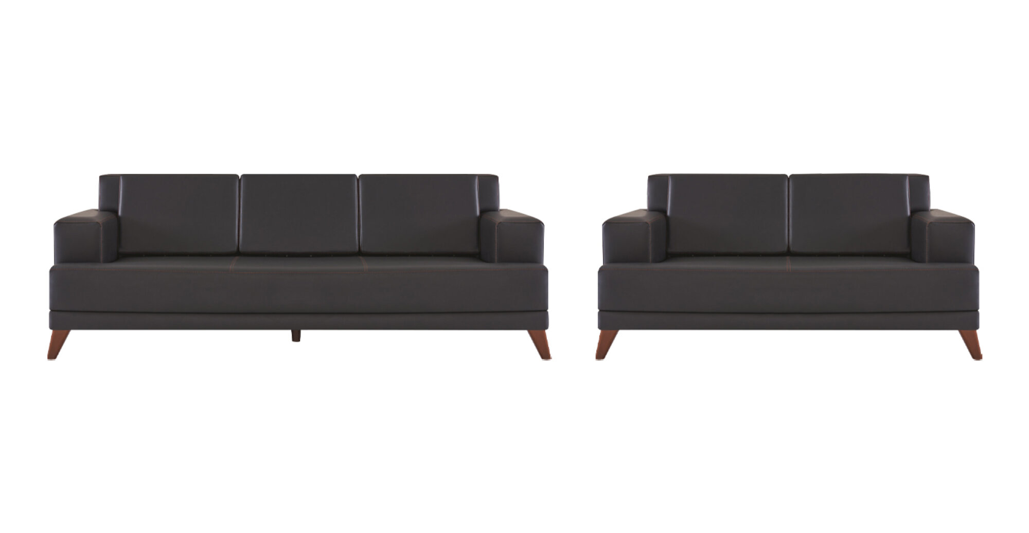Modernnes Sofa-Set Ledersofas Schwarz 3-Sitzer 2-Sitzer Polster Kissen
