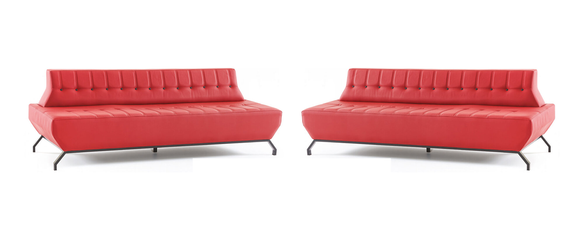 Sofa-Set Edelstahl Leder Chesterfield 2-Sitzer Sofas Leder Art Deco Rot
