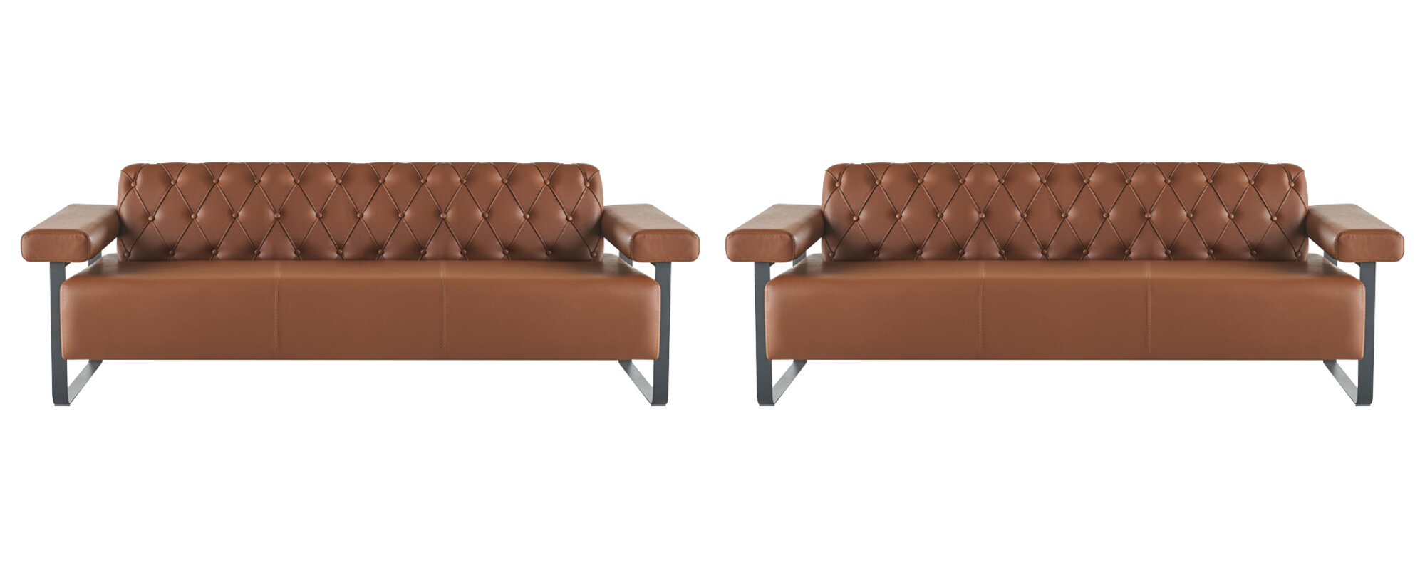 Couch 3-Sitzer Sofas Braun Einfarbig Chesterfiel Ledersofas Modern