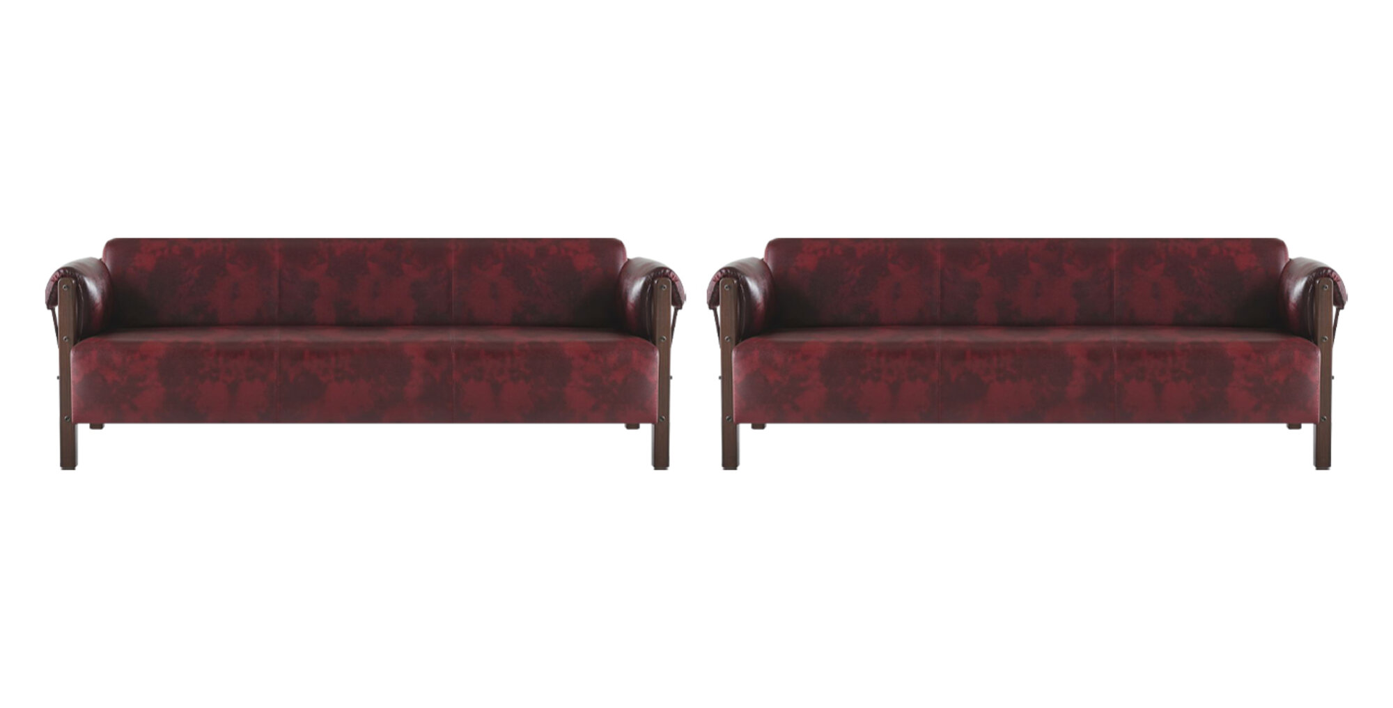 Sofas 3-Sitzer Ledersofas Set Bordeaux Modern Stil Couch Weiche Armlehnen