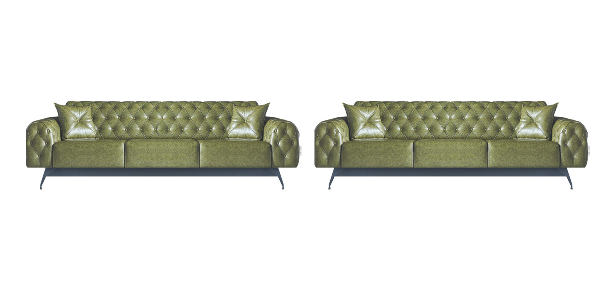 Sofagarnituren Chesterfield Sofa-Set 3-Sitzer Sofas Grün Klasssich Kissen