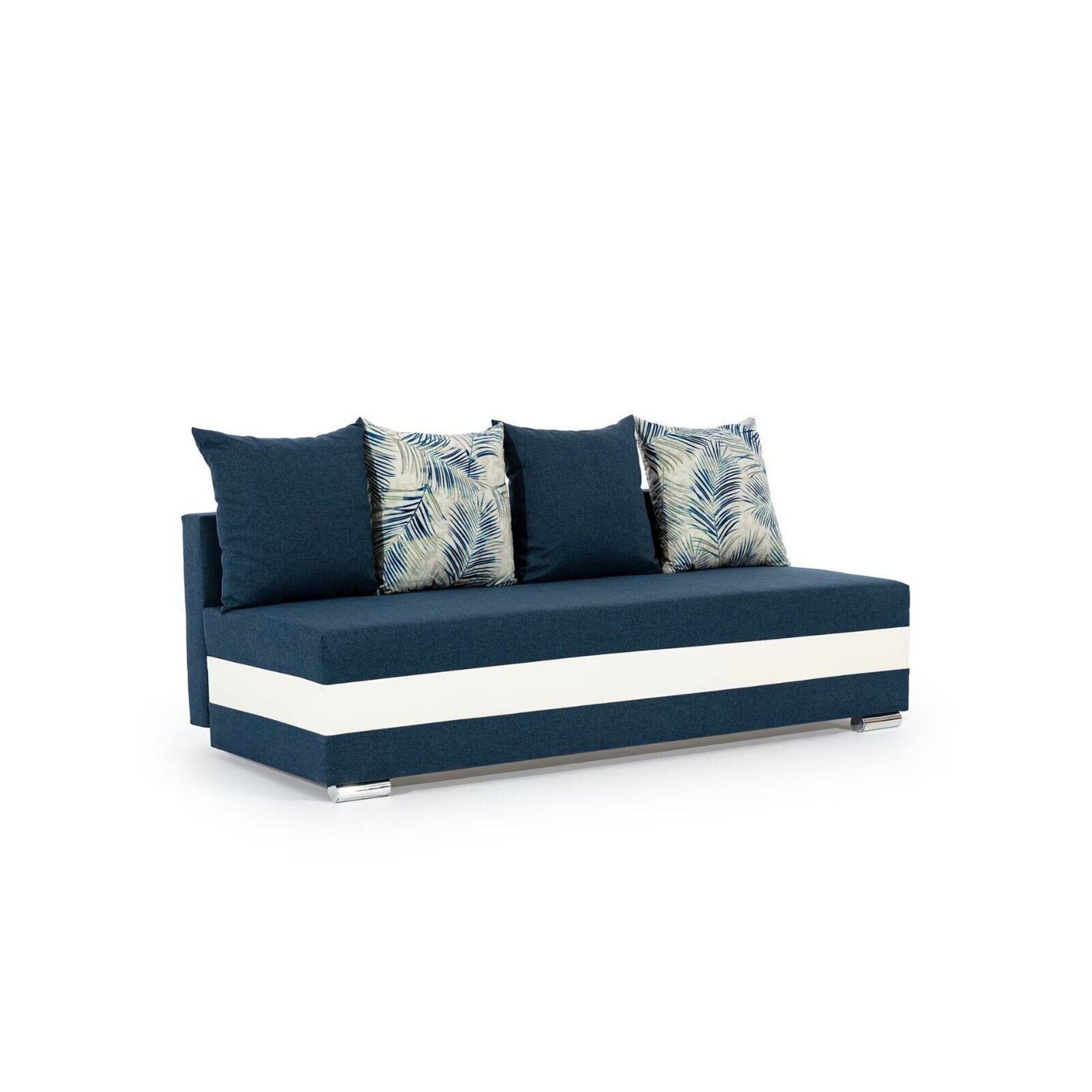 Modern Sofa Blau 3 Sitzer Bettkasten Dreisitzer Couch Polster Textil Couch Sofort