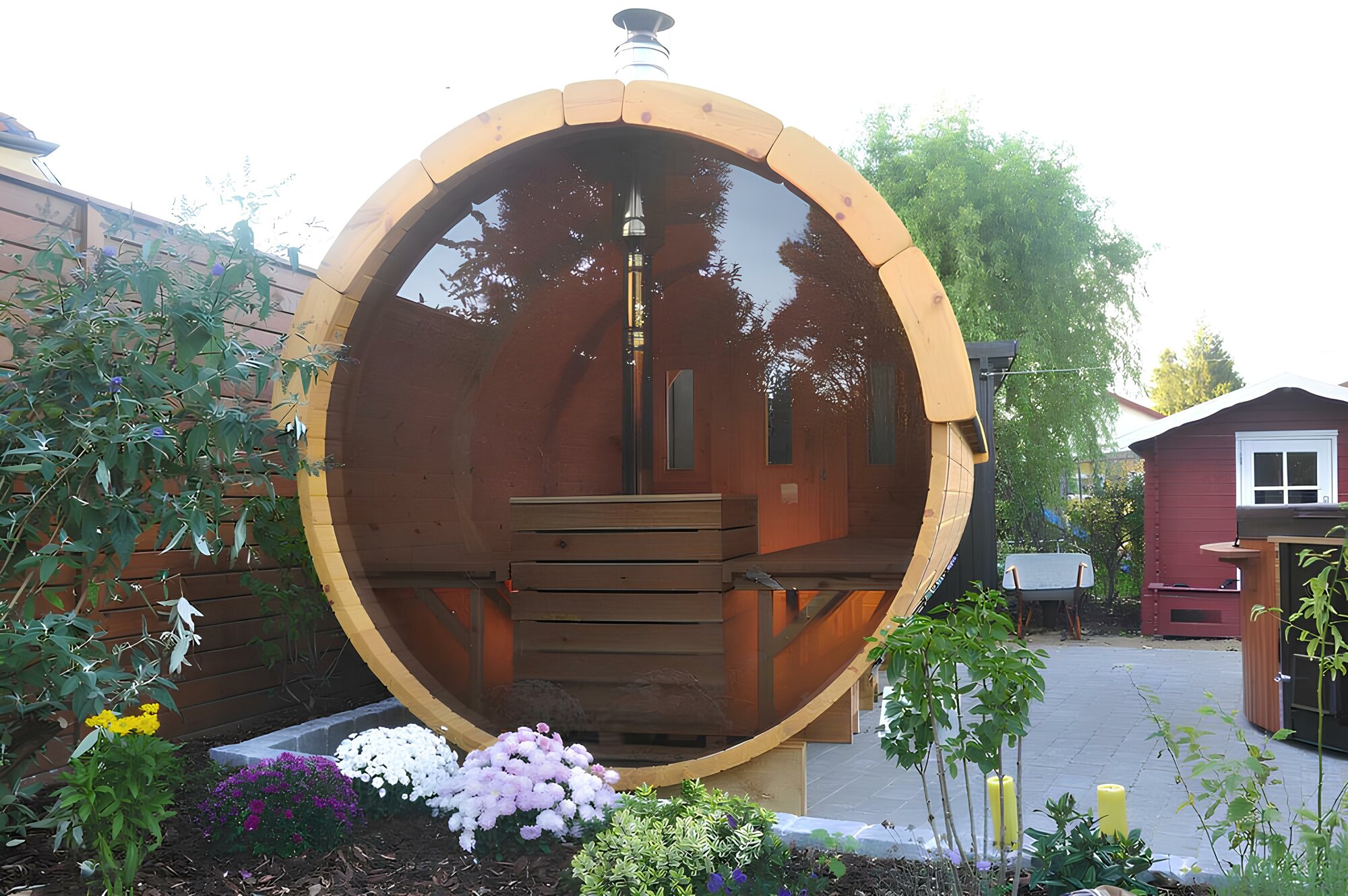 Sauna Saunafass Gartensauna Außensauna Holzsauna 6-8 Personen 4,0 m