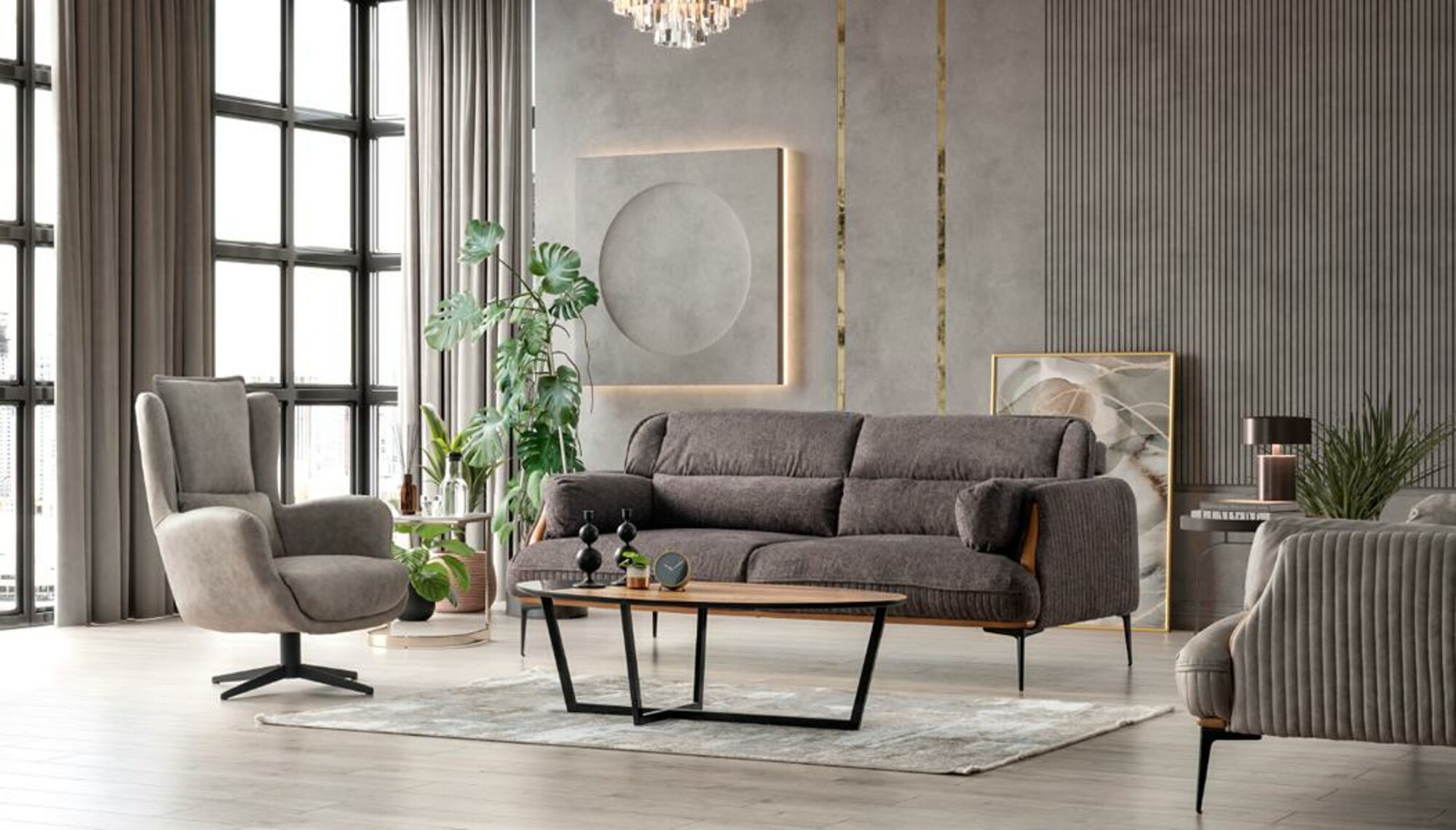 Sofa-Landschaft Gemütliche 3+1 Entspannungssofa Couch Couchgarnitur Sofa