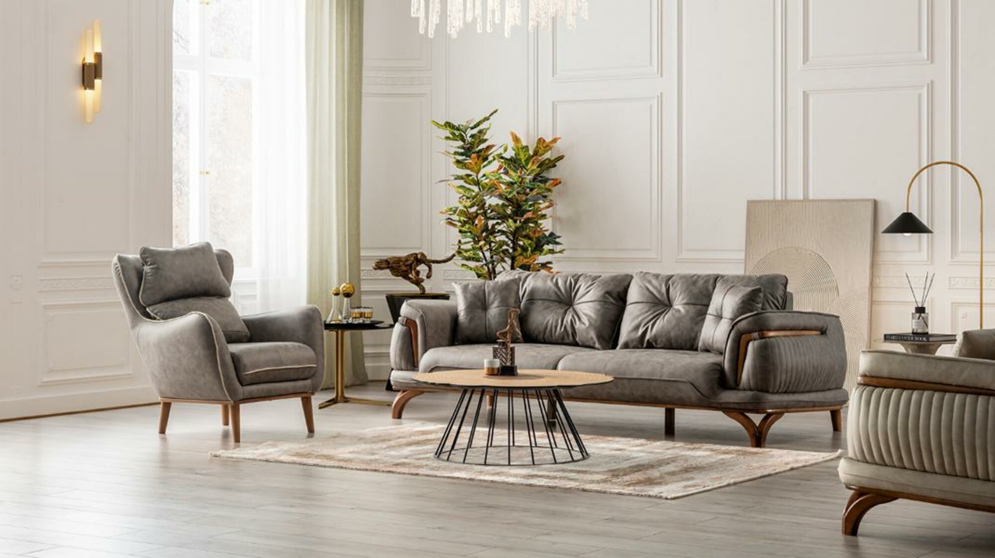 Sofa-Landschaft Gemütliche Couchgarnitur Sofa Couch 3+1 Entspannungssofa