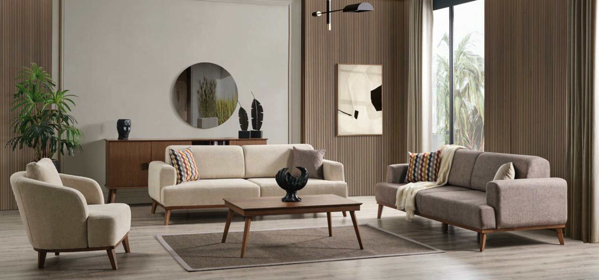Komplett Sofaset Wohnraum Garnitur Luxus Couch Sofagarnitur Kombination 3+3 Sofa