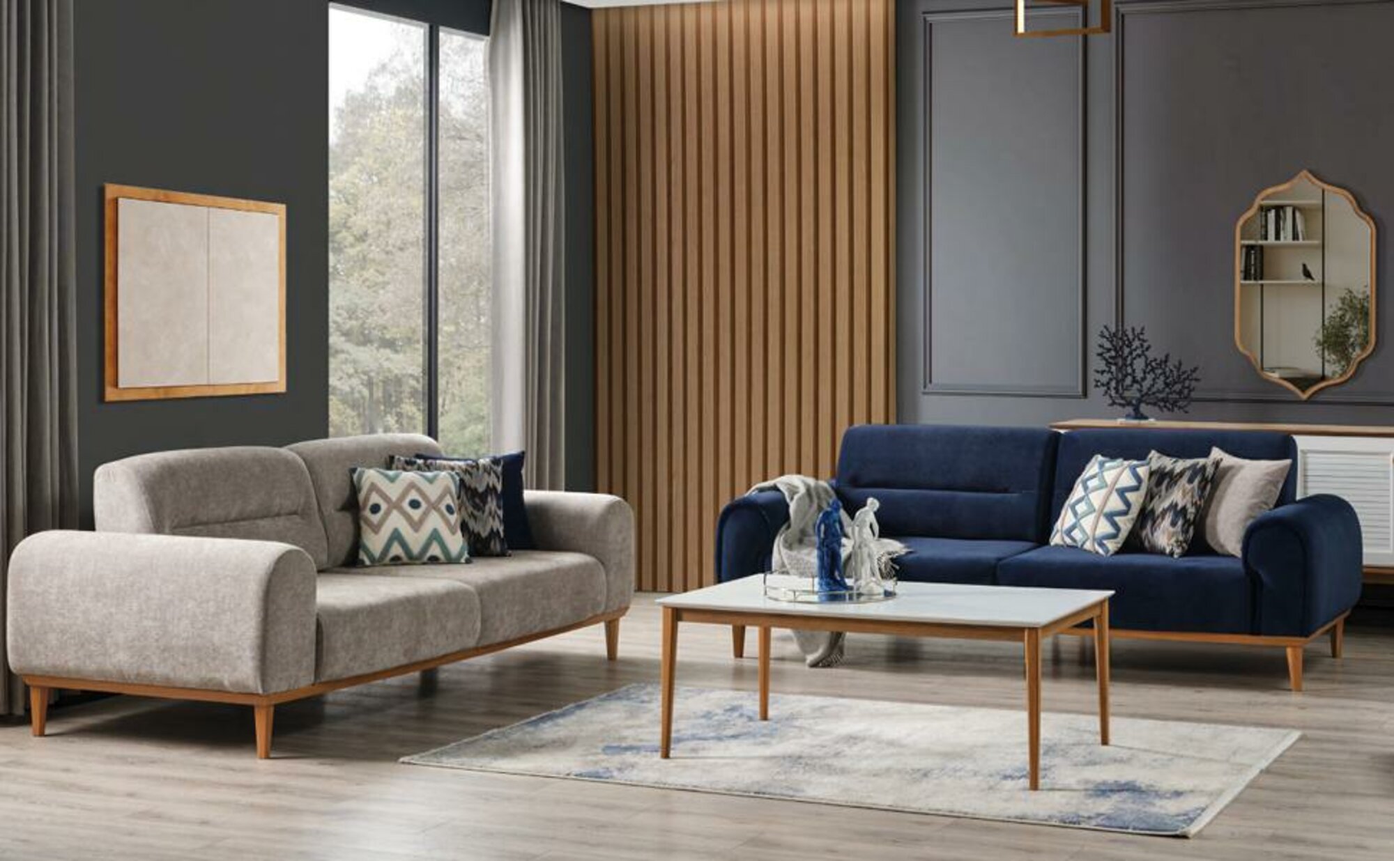 Komplett Sofaset Wohnraum Garnitur Luxus Sofa Couch Sofagarnitur Kombination 3+3