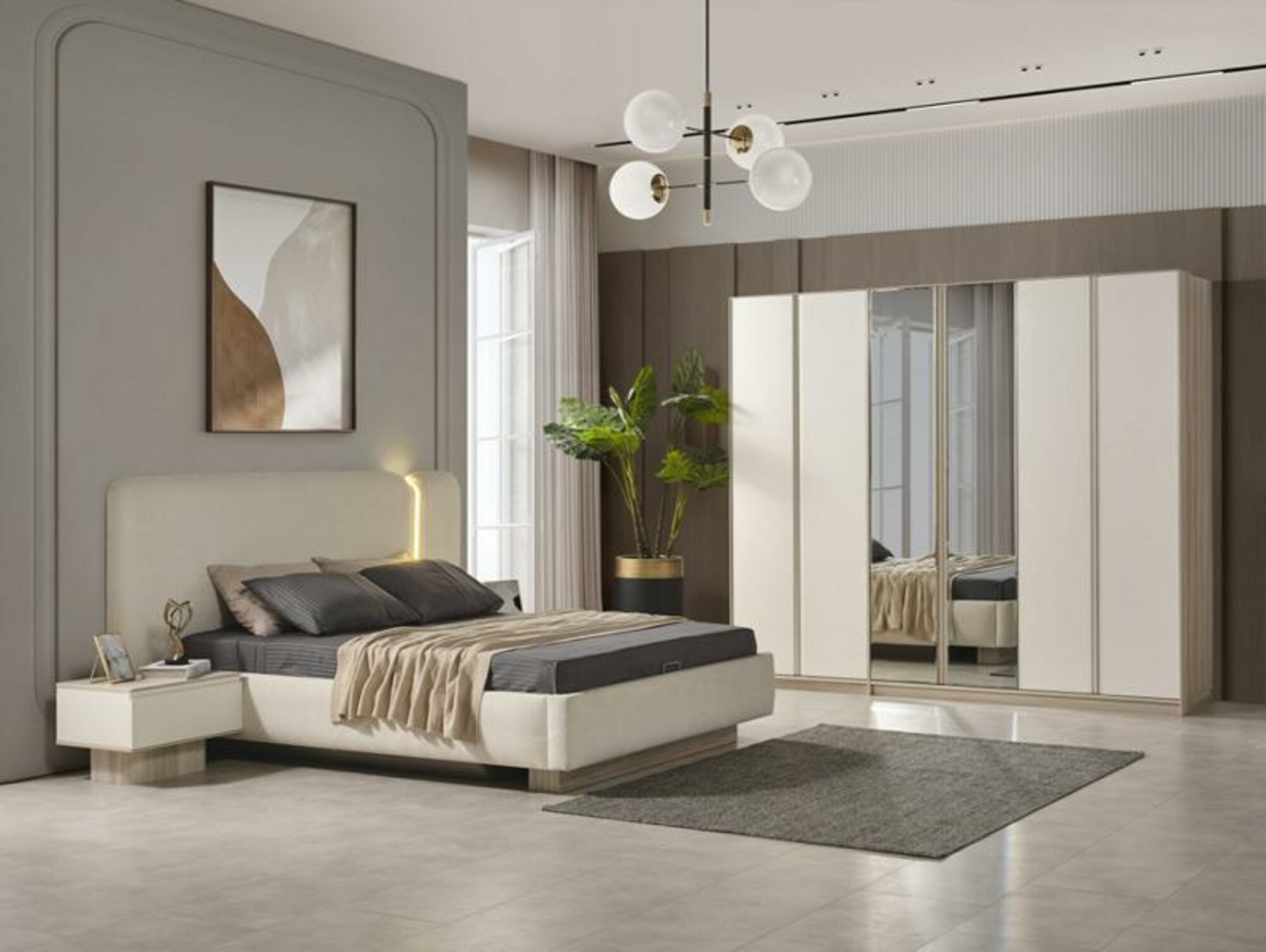 Schlafzimmer Garnitur 6 tlg Luxus Design Bett 2x Nachttische Modern Einrichtung