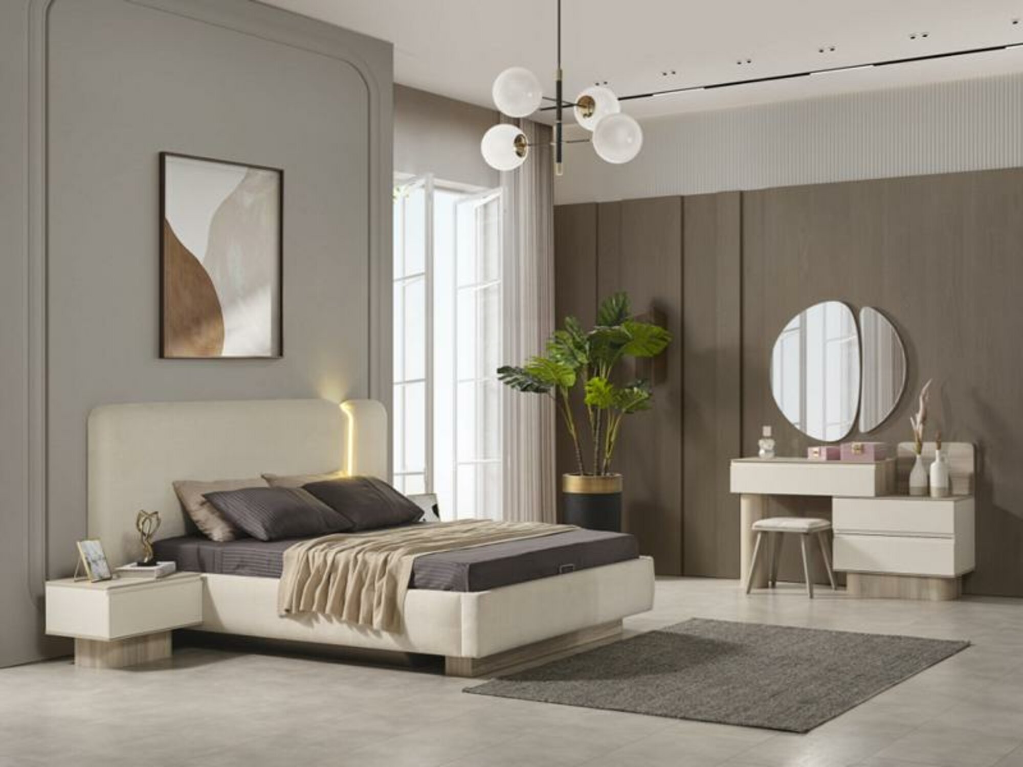 Schlafzimmer Sets Komplette Einrichtung Bett Nachttische Kleiderschrank 5tlg.