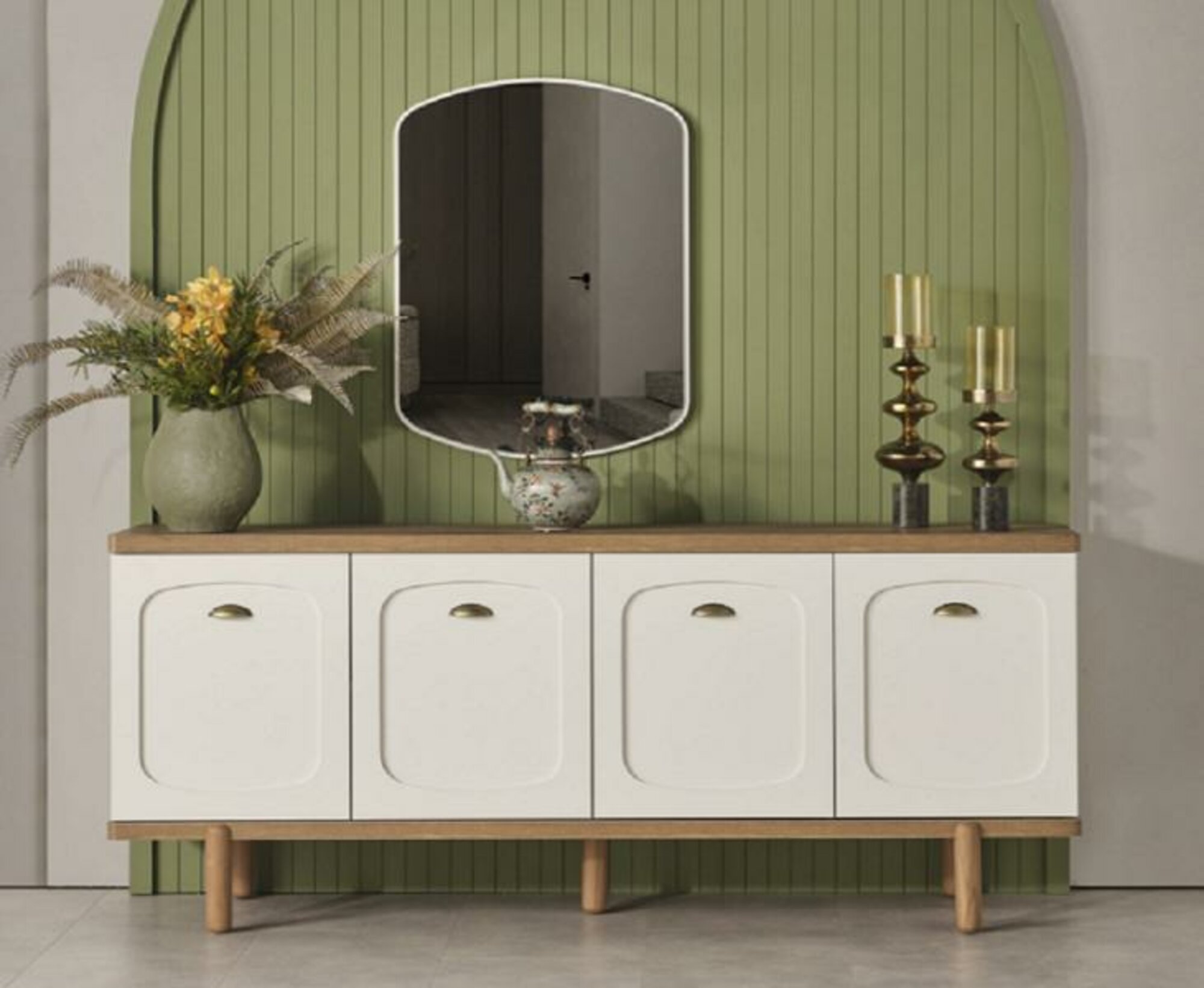 Kommode Sideboard Lowboard Kommoden Schränke Schrank Spiegel 200x45x86cm