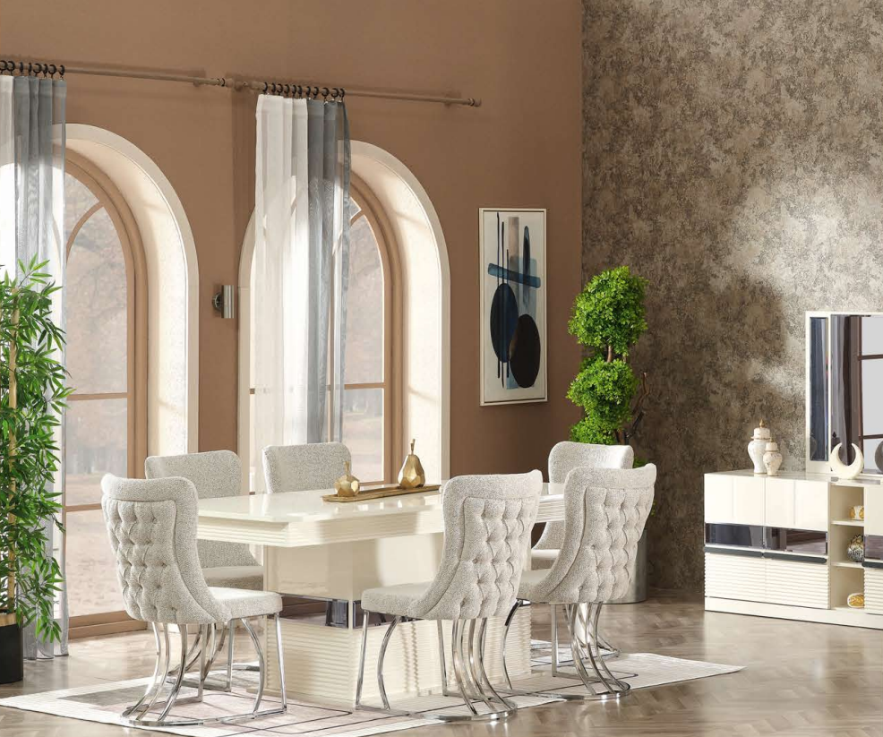 Esszimmer Set 7tlg Esstisch mit 6x Stühle Modern Design Luxus Möbel Komplett