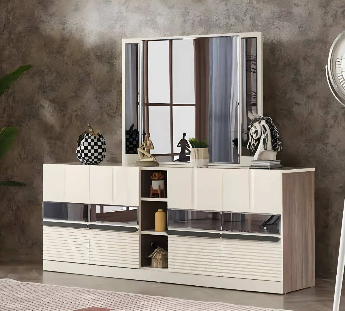Sideboard mit Spiegel Modern Esszimmer Einrichtung Komplett Luxus Möbel