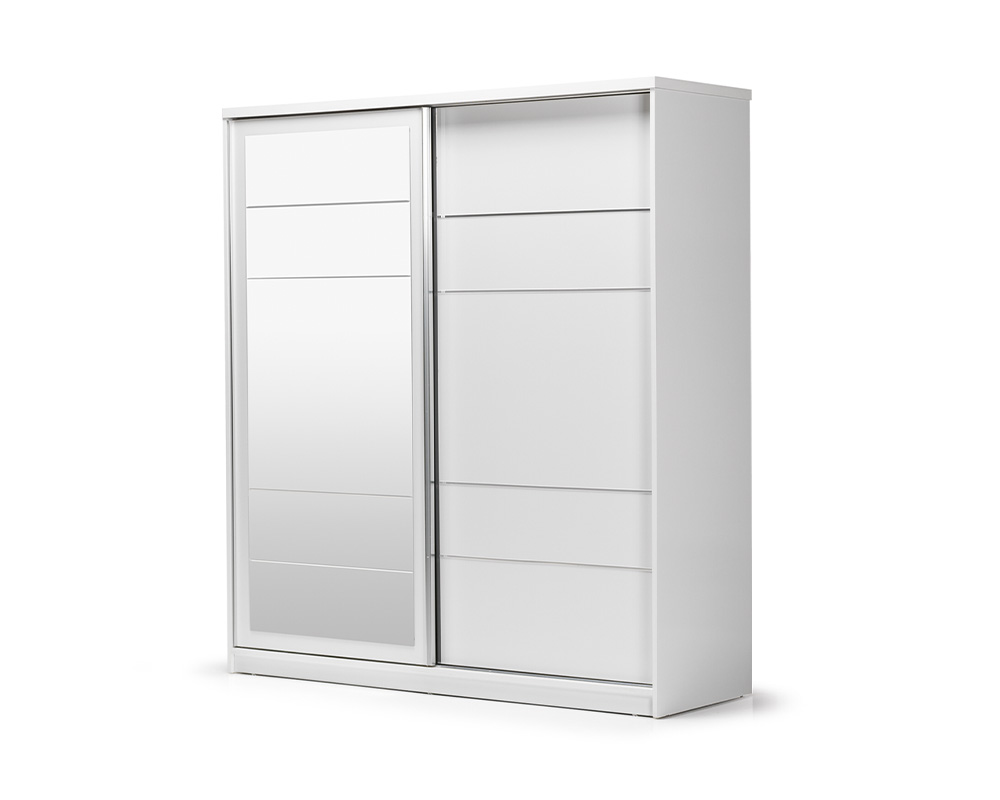 Holzschrank Schrank Kleiderschrank Anbauschrank Spiegel Holz Weiß