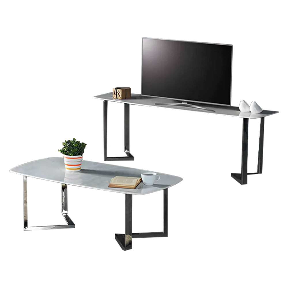Garnitur RTV Tisch Couchtisch Wohnzimmer Marmor Grau Wohnzimmertisch