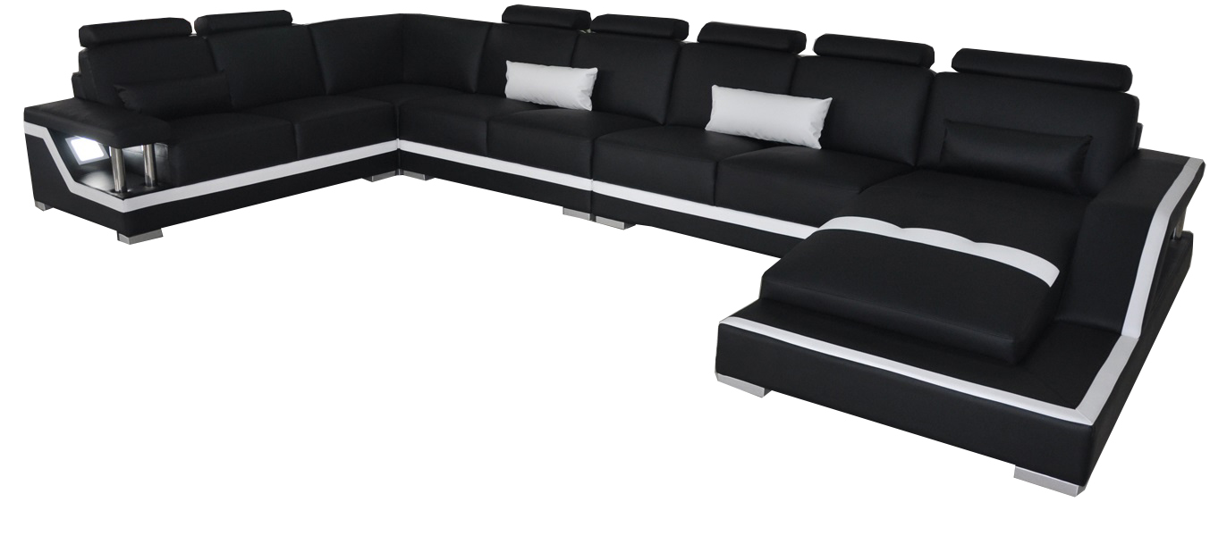 Ledersofa Wohnlandschaft Eck Garnitur Design Modern Sofa U-Form mit USB L6002