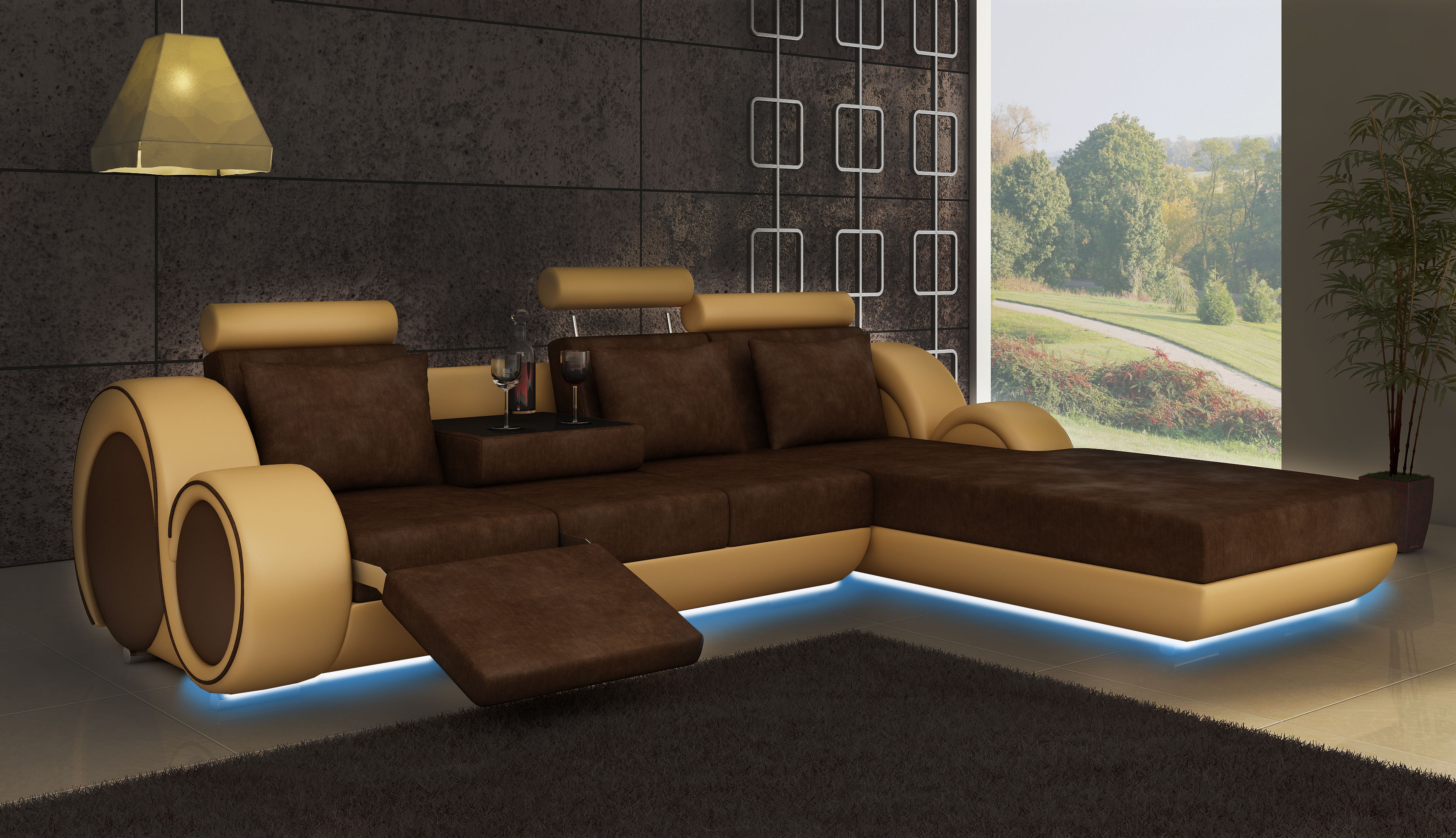 TEXTILSOFA GARNITUR ECKCOUCH USB Massanfertigung WOHNLANDSCHAFT COUCHGARNITUR