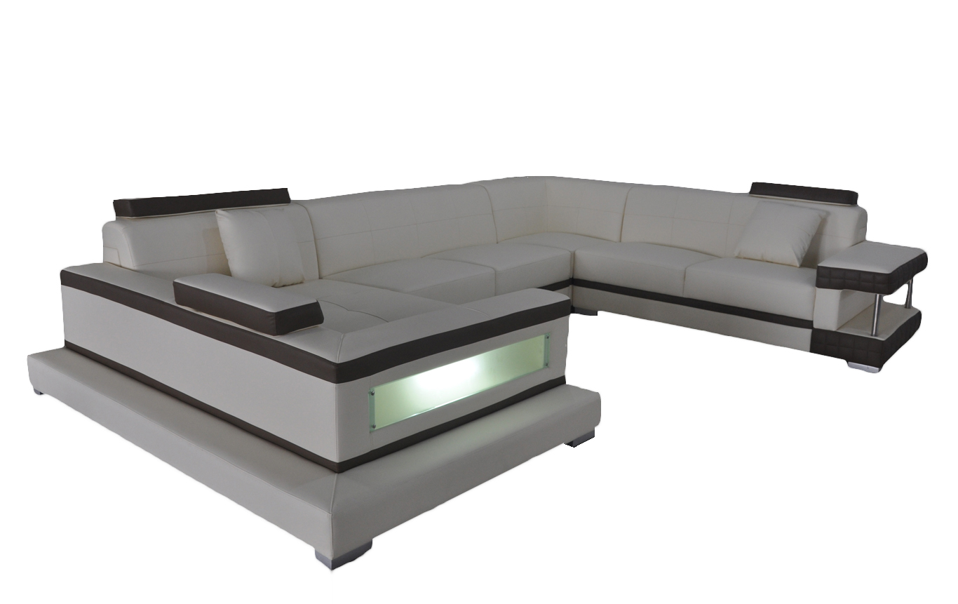 Ecksofa Design Polster Eckcouch Eckgarnitur Sofa Wohnlandschaft Couch Tisch USB