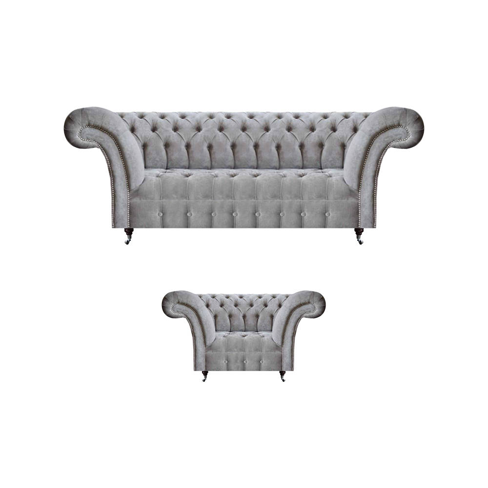 Chesterfield Sofa Komplett Luxus Sessel Polstermöbel Dreisitzer Couch