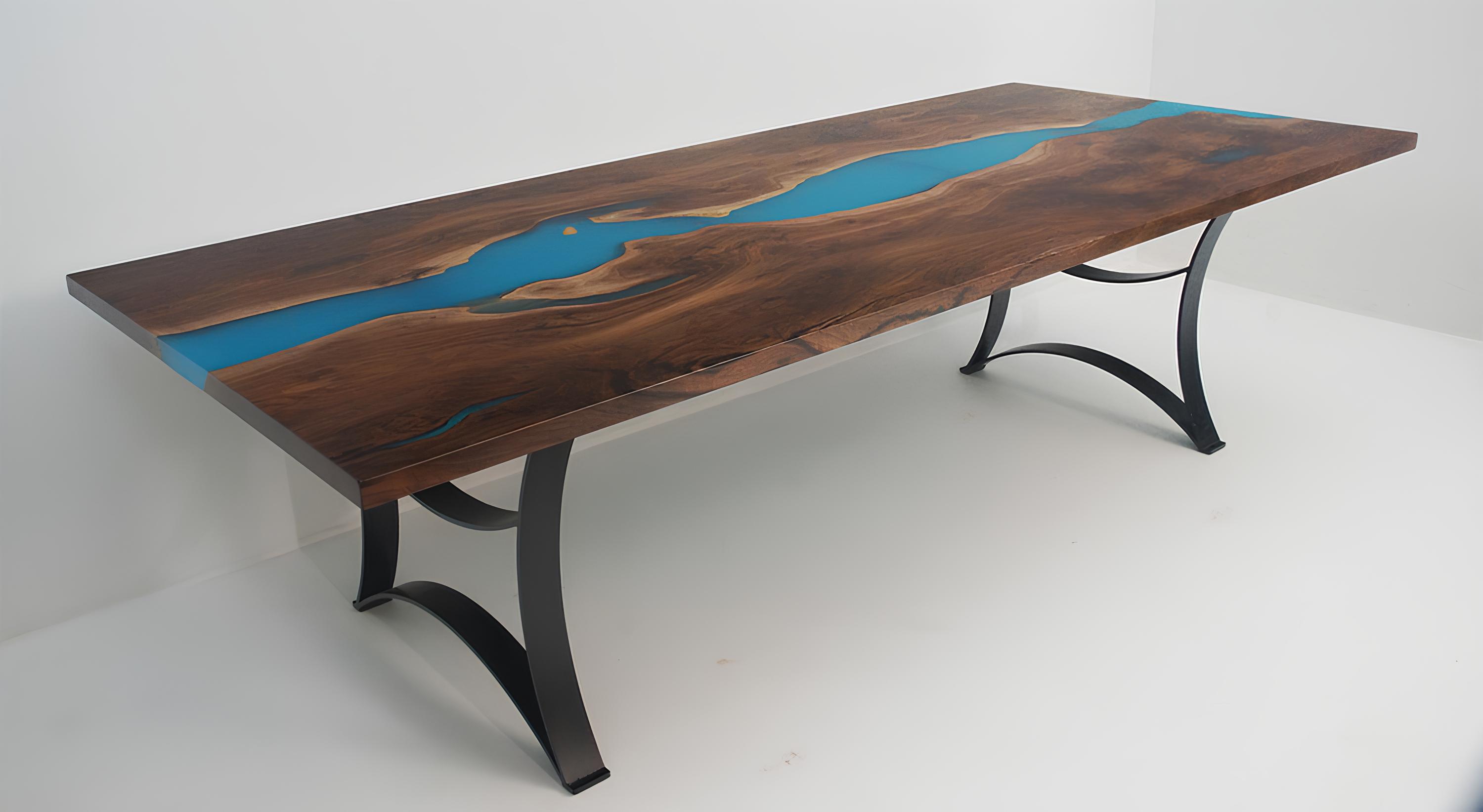 esstisch tische epoxid harz echtes holz massive möbel epoxy tisch wasserfall neu