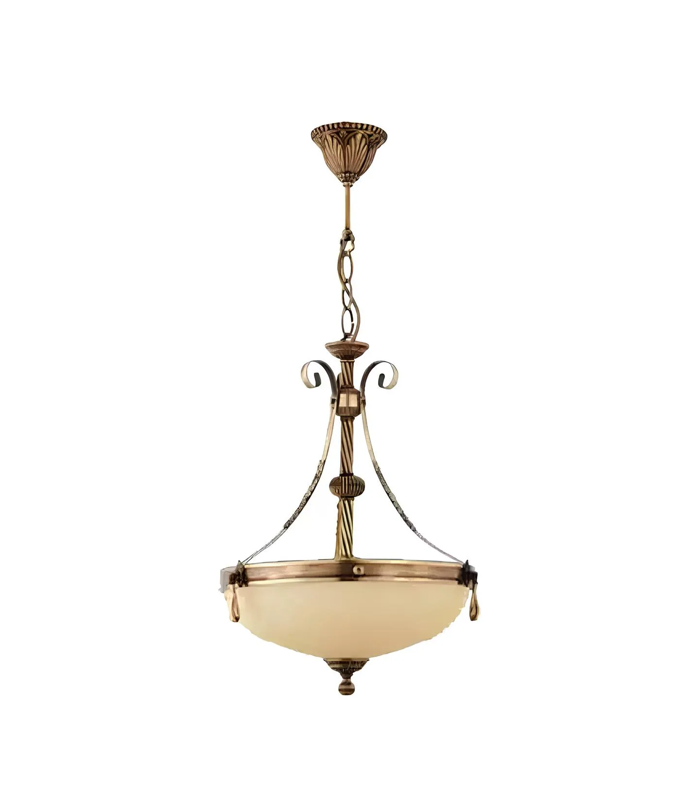 Lüster Deckenleuchter Lampe Deckenlampe Kronleuchter Glas Beige Art