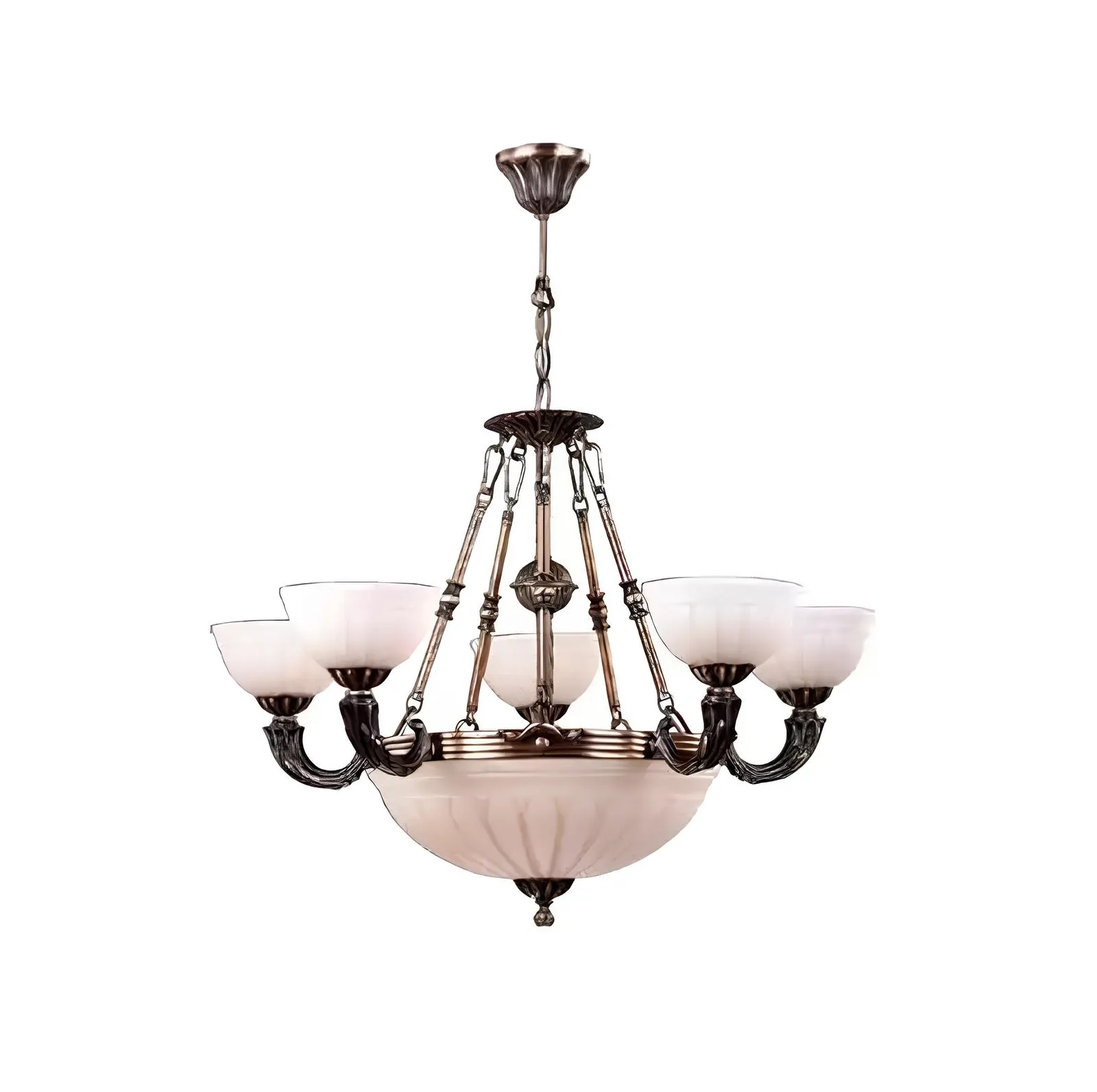 Deckenleuchter Lampe Weiß Deckenlampe Lüster Kronleuchter Glas Art