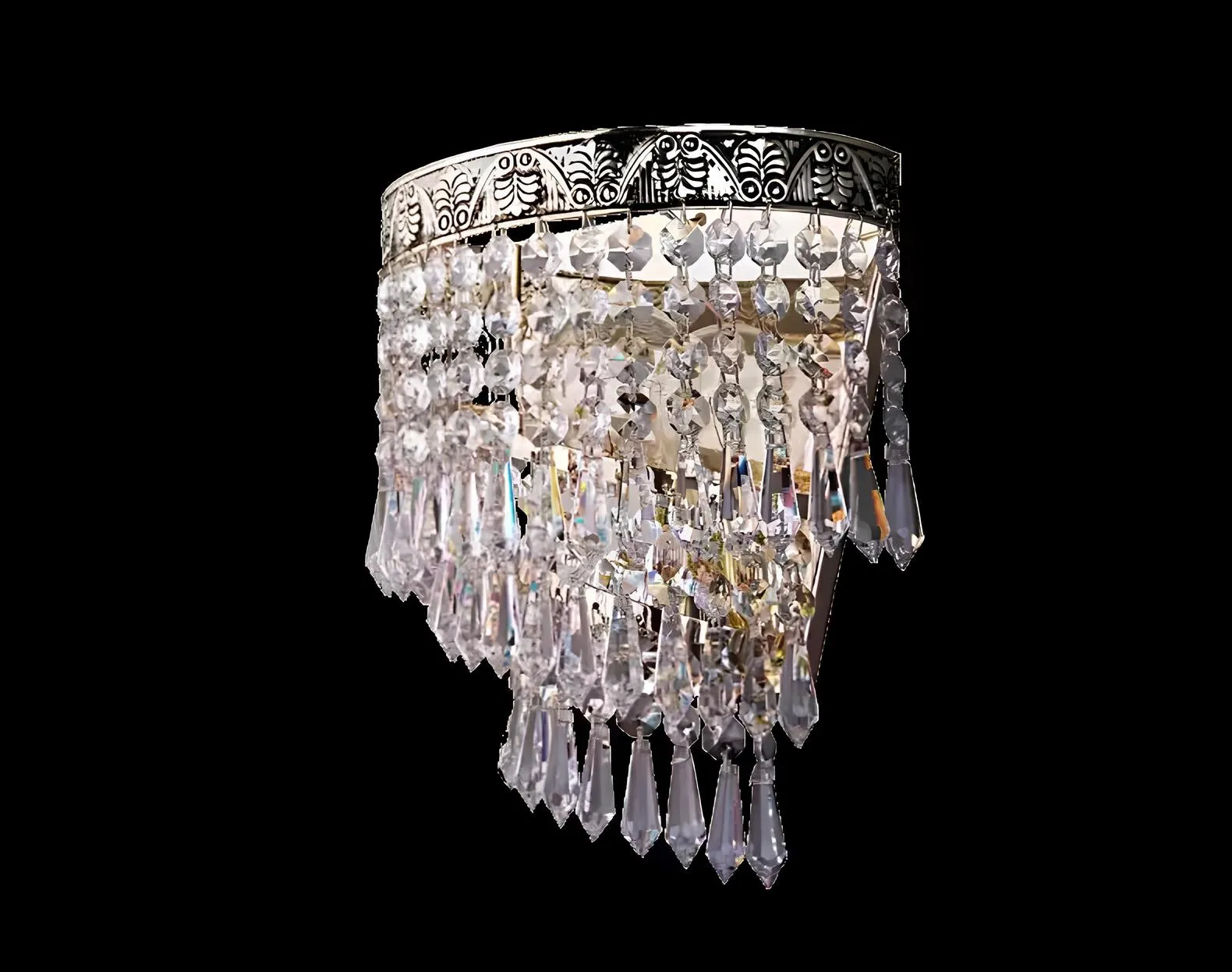 Kronleuchter Deckenleuchter Luxus Silber Deckenlampe Lüster Kristall